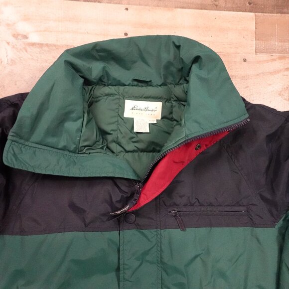 Eddie Bauer Goose Down Jacket Men’s L Green/Navy Vintage 90s Outdoor - Picture 3 of 13